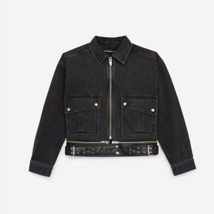 THE KOOPLES Denim Jacket With Leather-Effect Belt